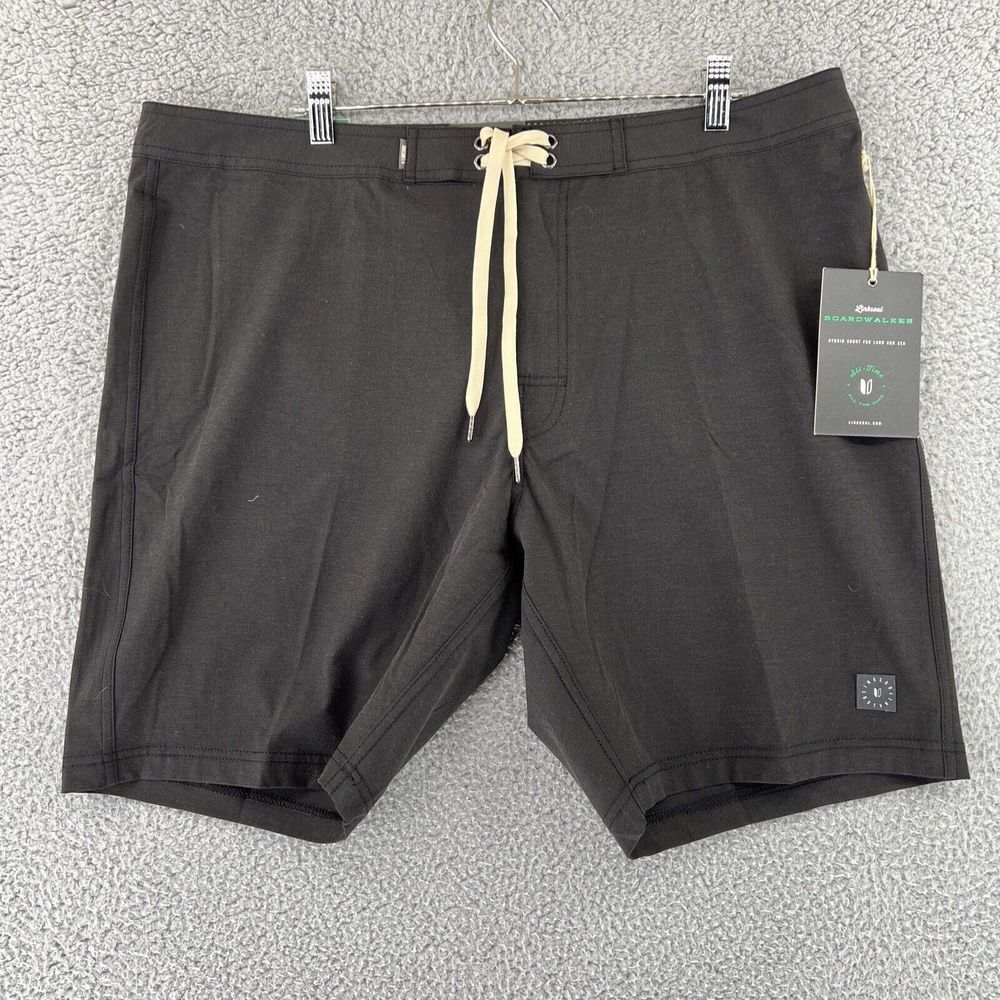Linksoul Mens Black Chino Stretch Button Zip Classic‎ Boardwalker Shorts 36 NWT
